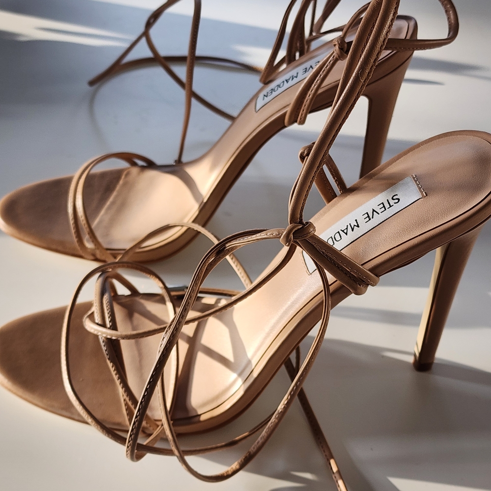 Steve Madden Women's Tan Lace-Up Stiletto Sandals
